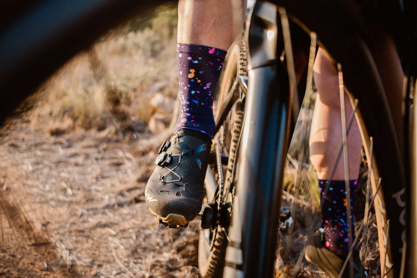 Sox Footwear Purple Splash Bright & Fun Premium Crew Men's Cycling Socks Alternate 2