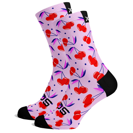 Sox Footwear Cherry Pink Bright & Fun Premium Crew Men's Cycling Socks