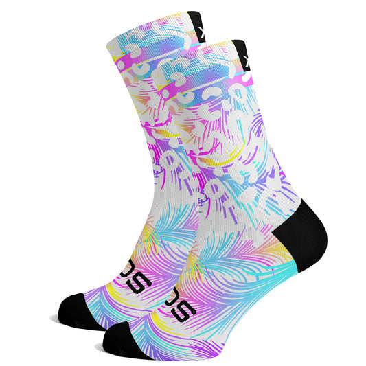 Sox Footwear Pastel White Tropicals Premium Crew Men's Cycling Socks