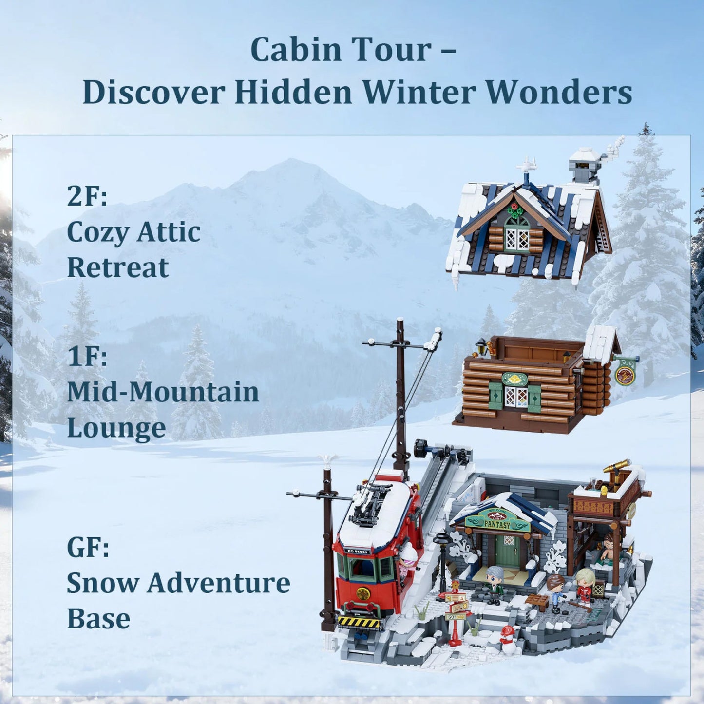 Pantasy Mountain Summit Ski Cabin 3135 Pieces 3D Puzzle Alternate 6