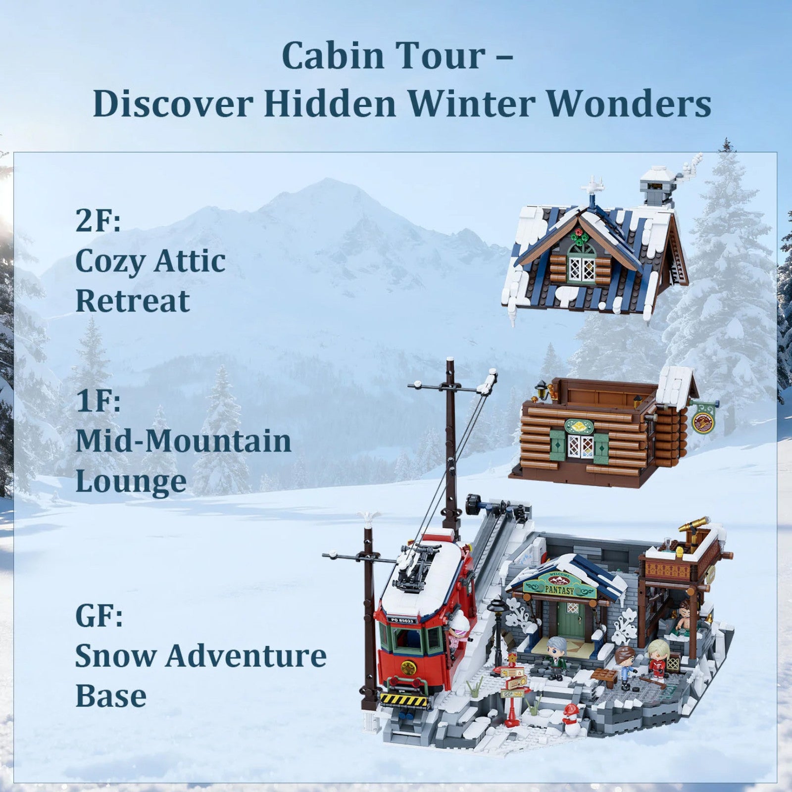 Pantasy Mountain Summit Ski Cabin 3135 Pieces 3D Puzzle Alternate 6