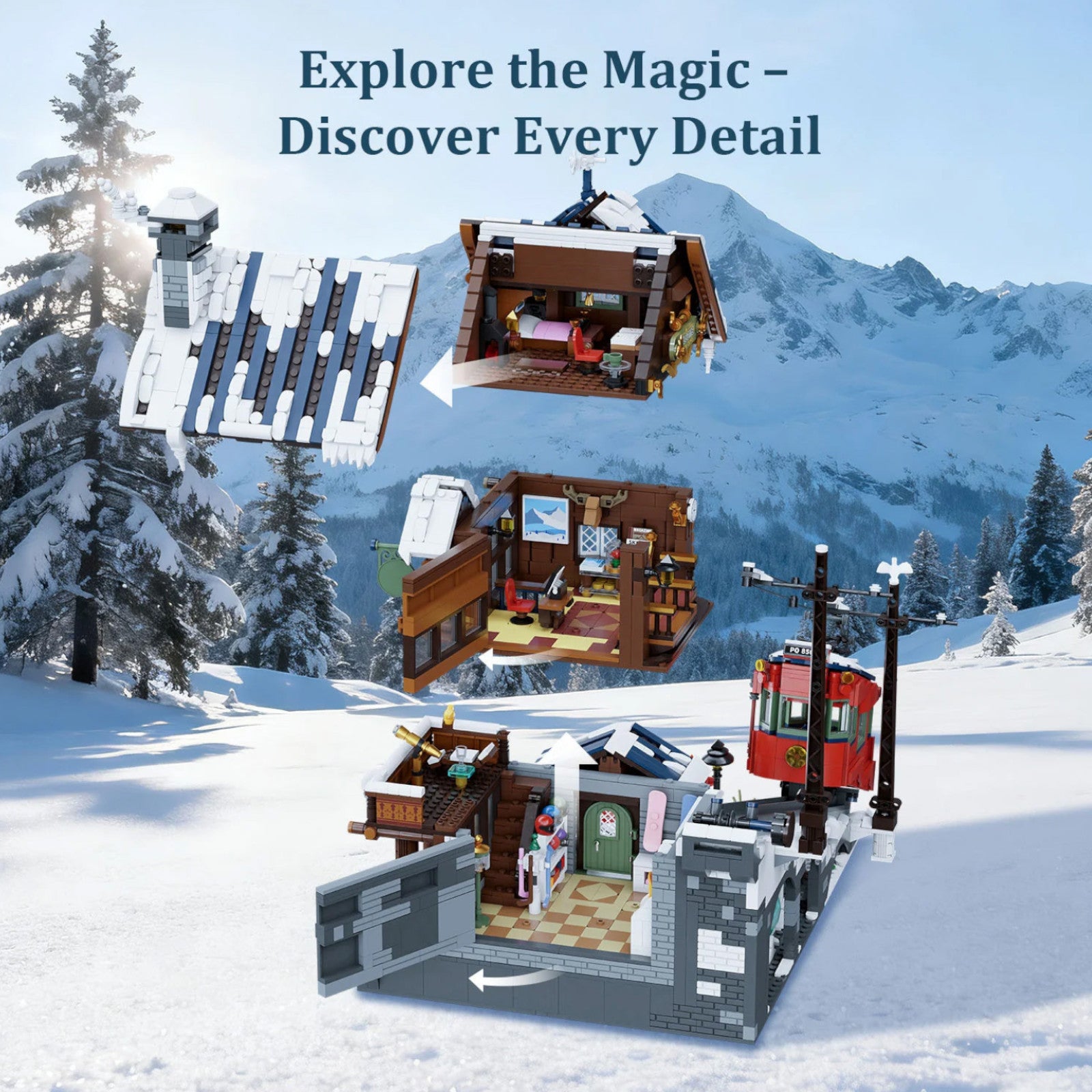 Pantasy Mountain Summit Ski Cabin 3135 Pieces 3D Puzzle Alternate 8