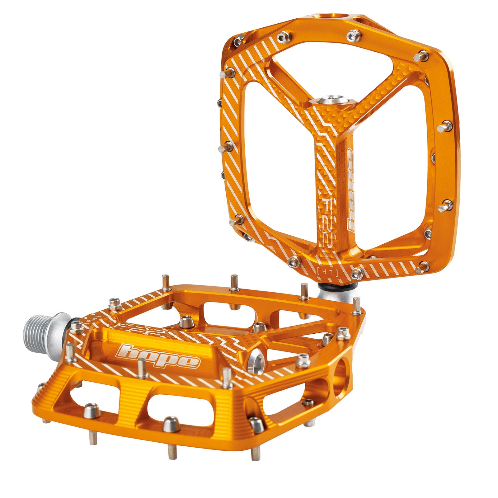 Hope F22 Orange 9/16 Inch Platform Bike Pedals