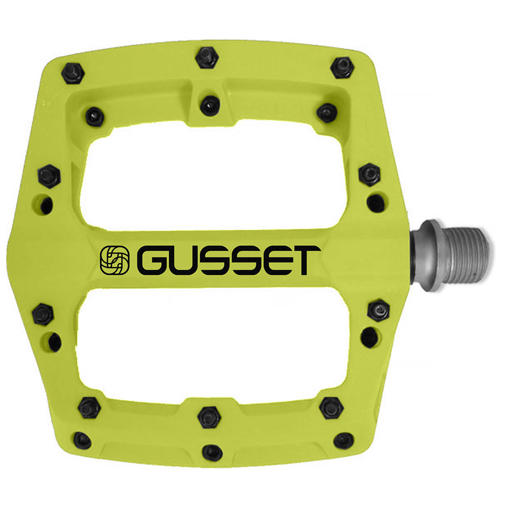 Gusset Slim Jim Nylon Neon Lime 9/16 Inch Platform Bike Pedals