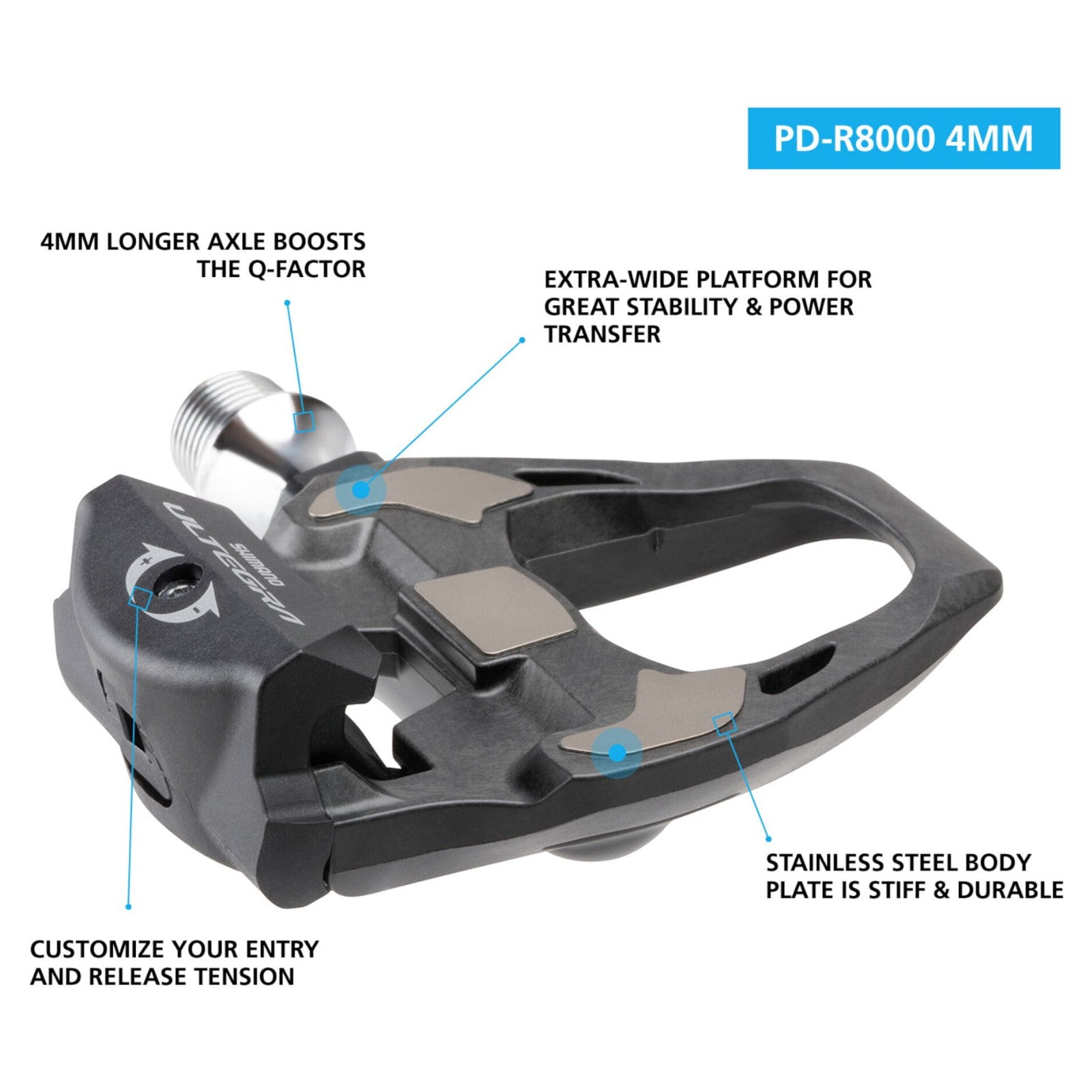 Shimano Ultegra Carbon 4mm Longer Axle Shimano SPD-SL Clipless Bike Pedals 4mm Longer Axle R8000 Alternate 5