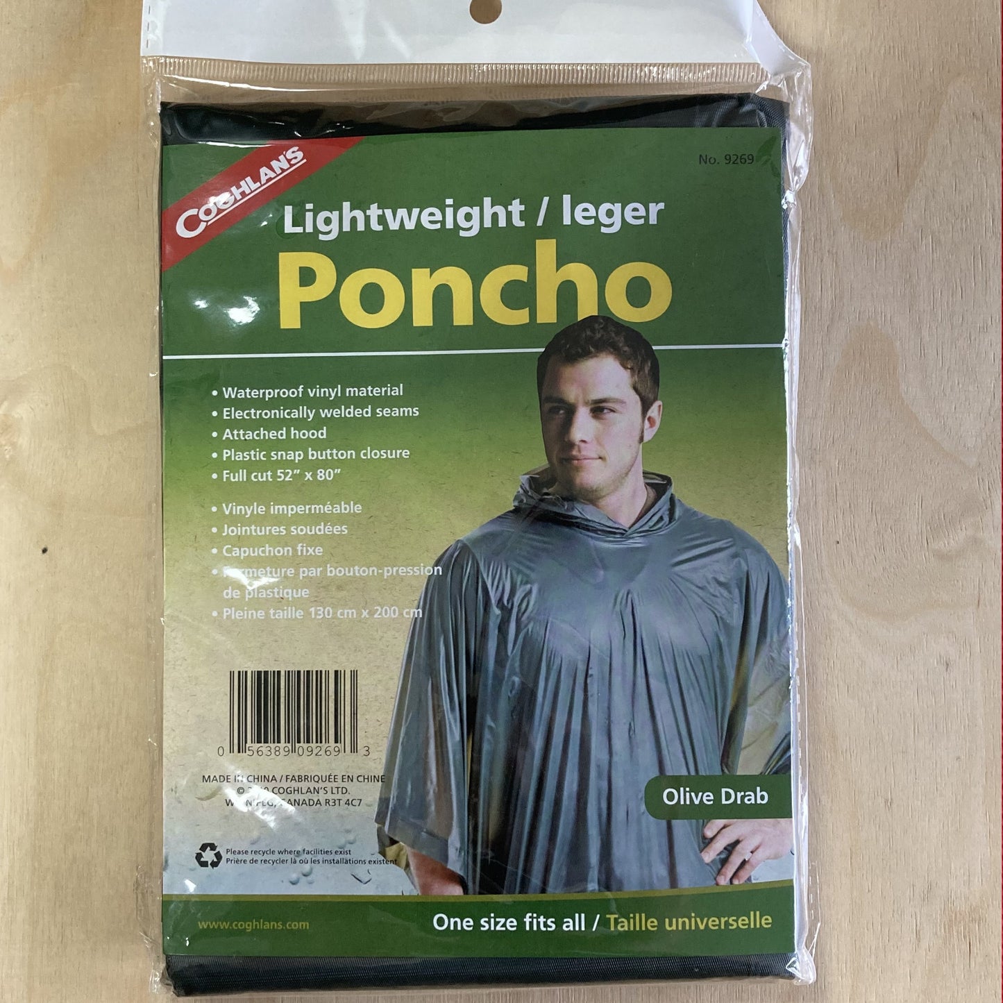 Coghlan's Vinyl Hooded Poncho Waterproof Rain Jacket