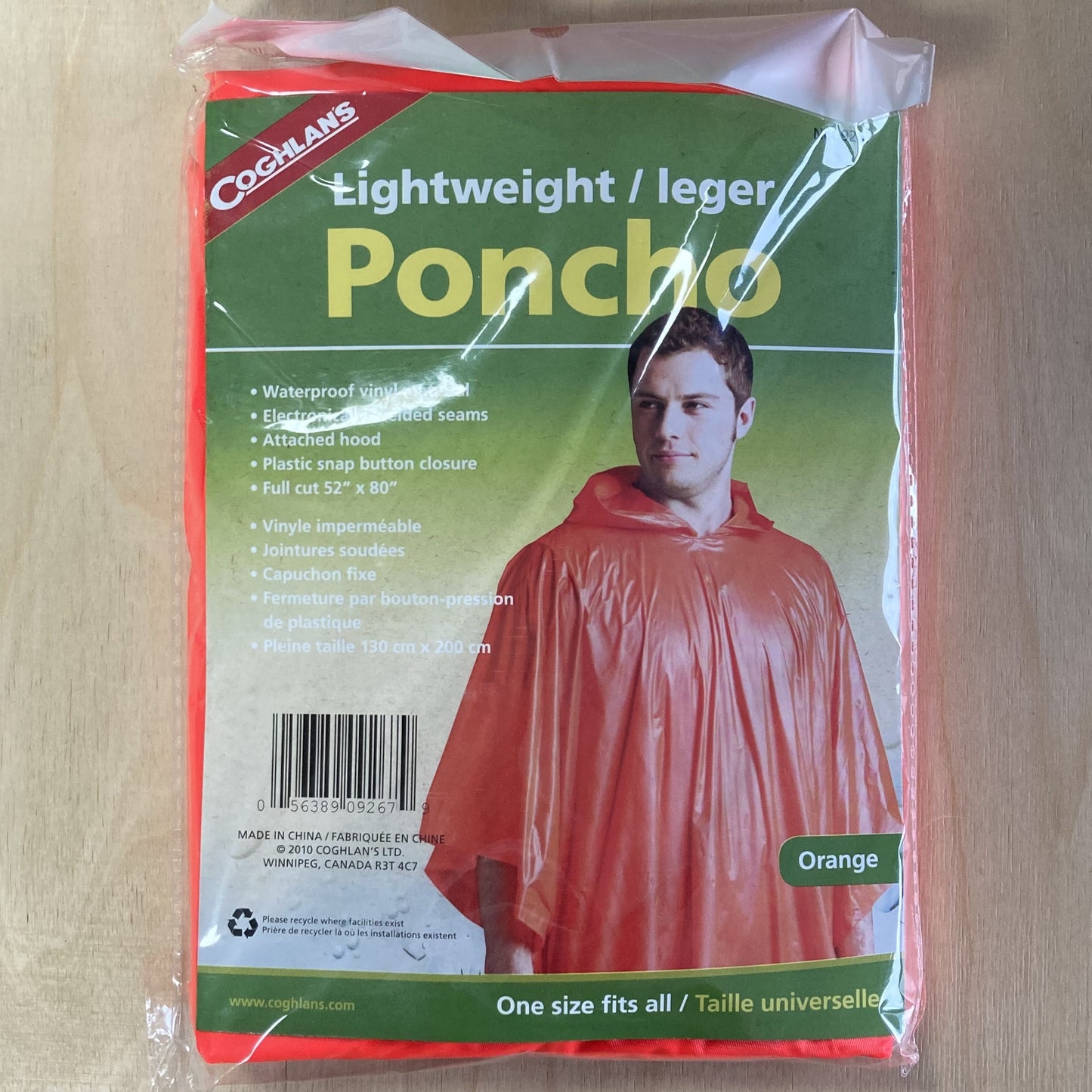 Coghlan's Vinyl Hooded Poncho Waterproof Rain Jacket