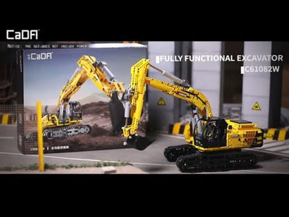 CaDA Functional Excavator 3D Model Brick Set 1702 Pieces C61082W