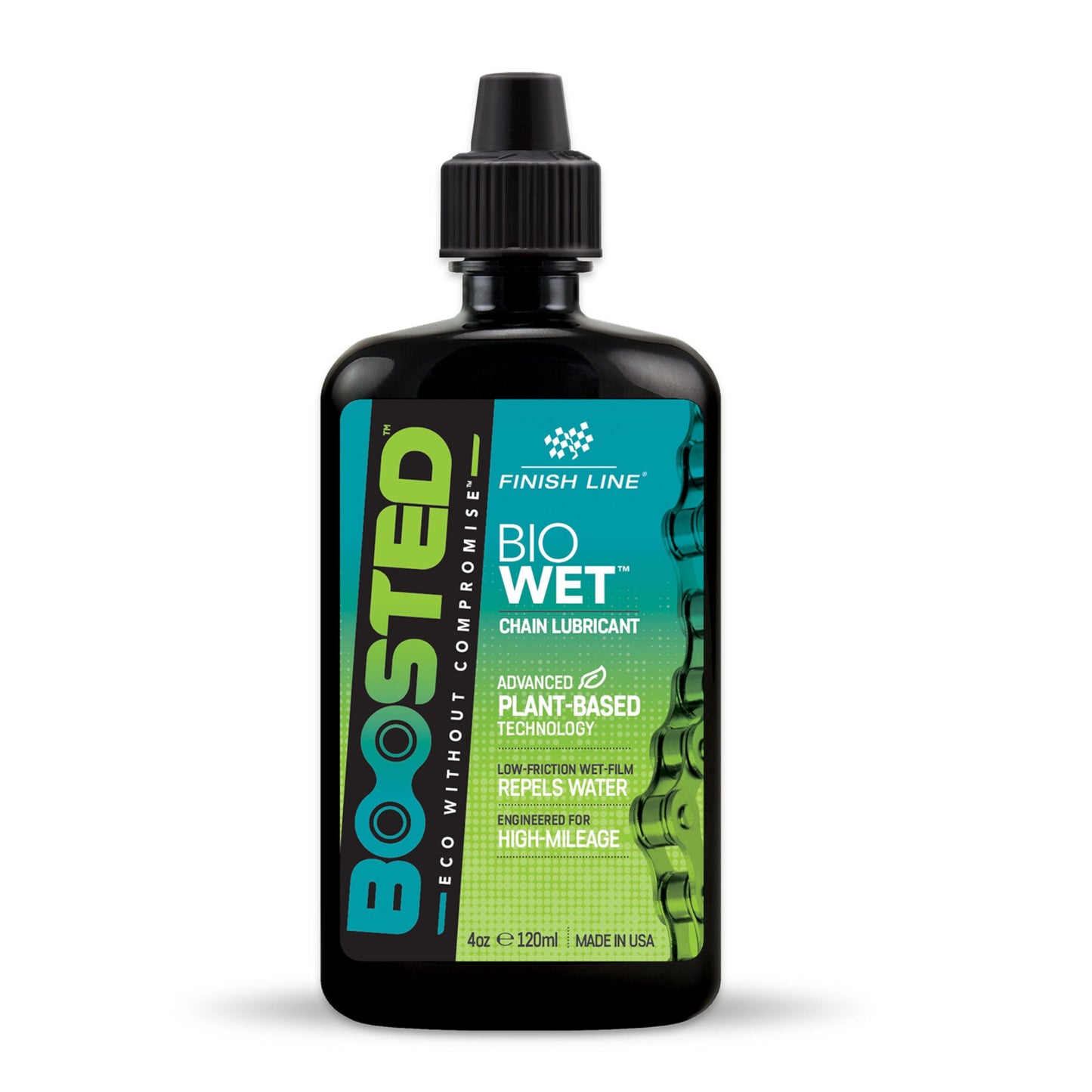 Finish Line BOOSTED Bio Wet Chain Lubricant Plant-Based 4oz / 120ml Bike Chain Lube