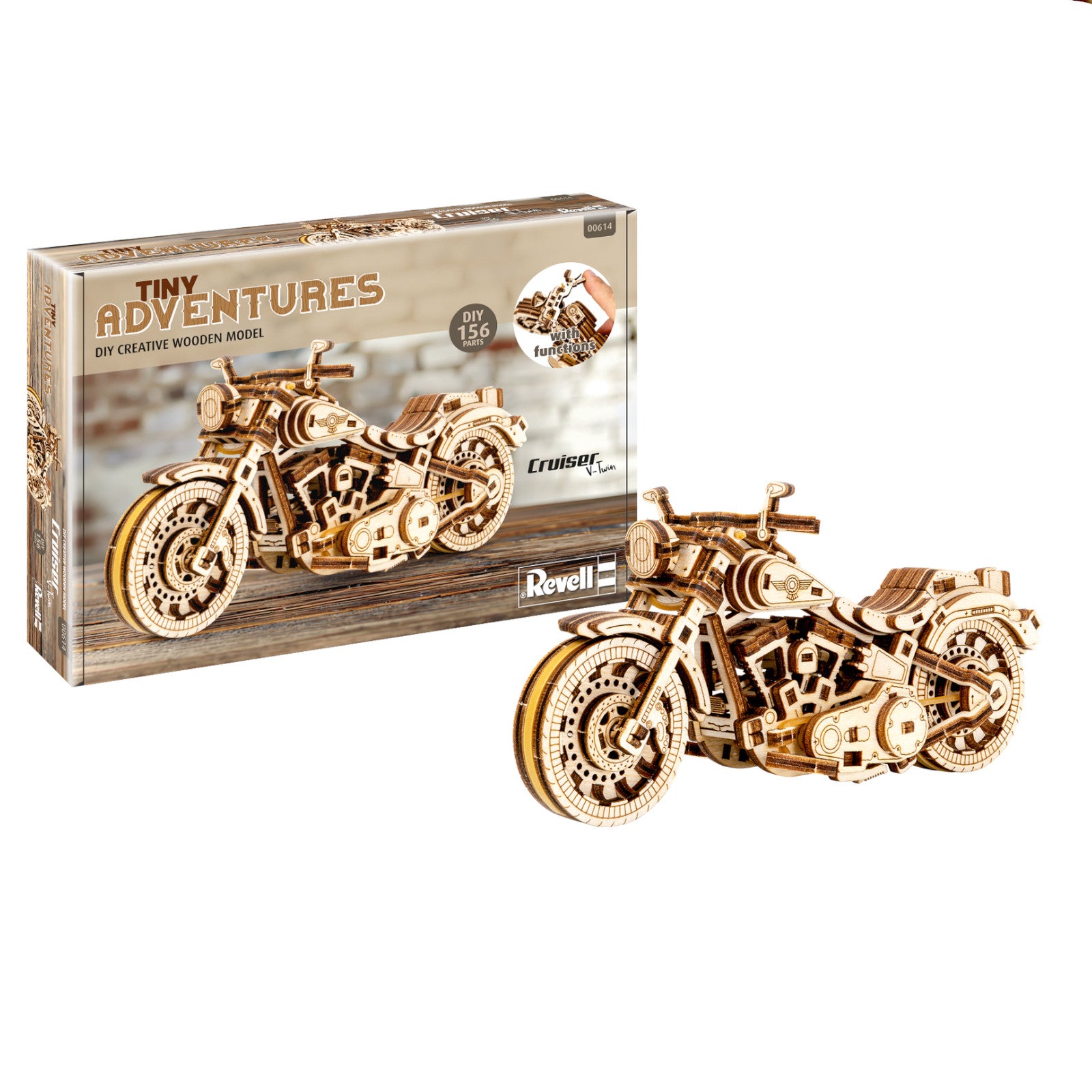 Revell Tiny Adventures Cruiser V-Twin Motorcycle 3D Puzzle Wooden Model 00614