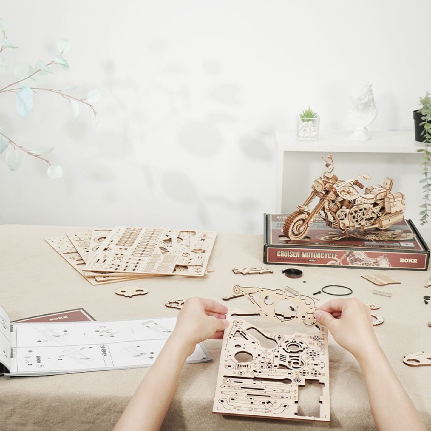 ROKR Cruiser Motorcycle LK504 3D Wooden Puzzle 3D Puzzle LK504 Alternate 3