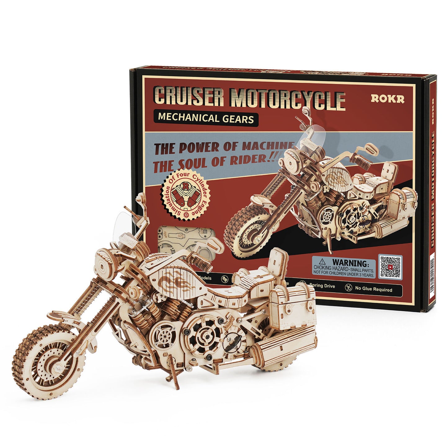 ROKR Cruiser Motorcycle LK504 3D Wooden Puzzle 3D Puzzle LK504