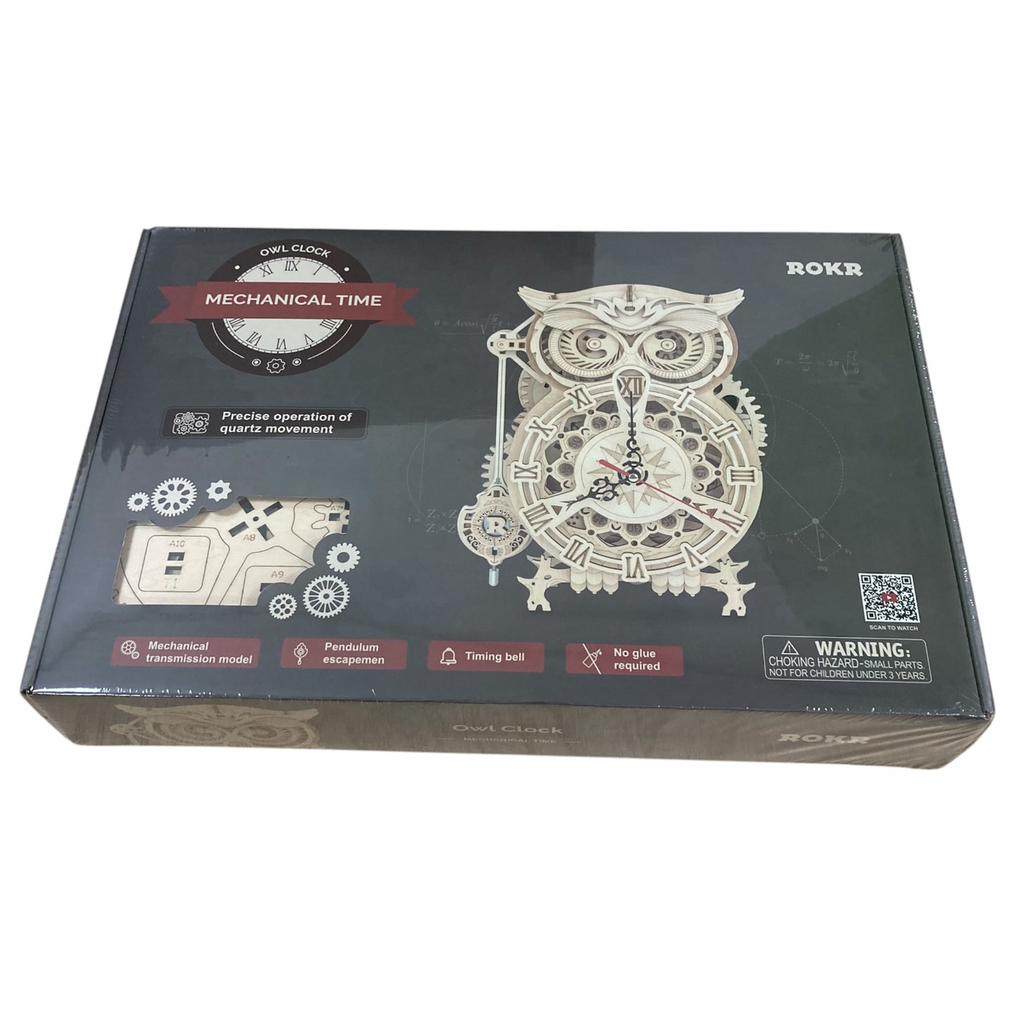 ROKR Owl Clock Mechanical Gears 3D Wooden Puzzle LK503