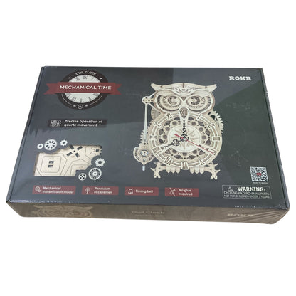 ROKR Owl Clock Mechanical Gears 3D Wooden Puzzle LK503