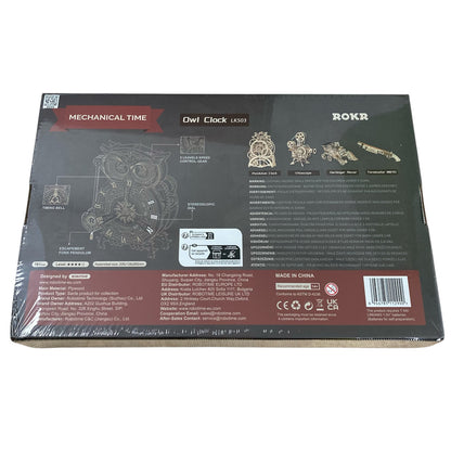 ROKR Owl Clock Mechanical Gears 3D Wooden Puzzle LK503