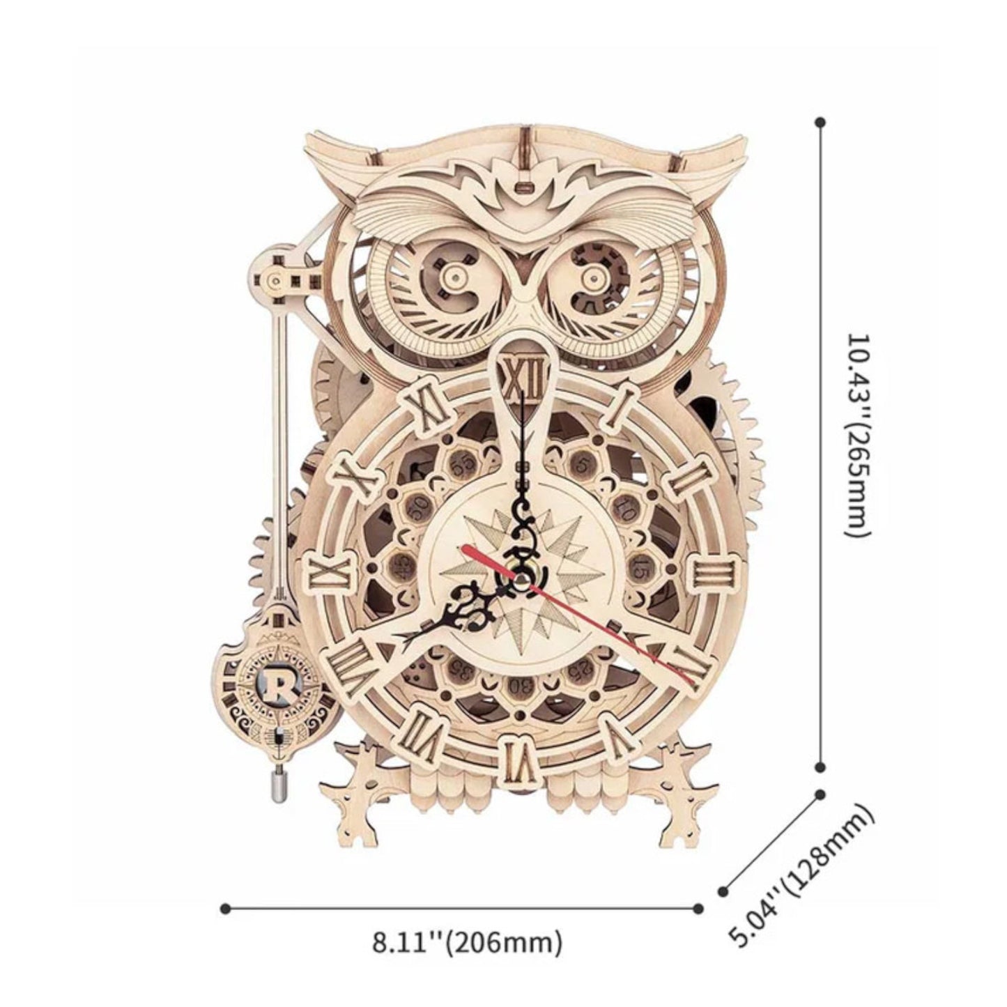 ROKR Owl Clock Mechanical Gears 3D Wooden Puzzle LK503