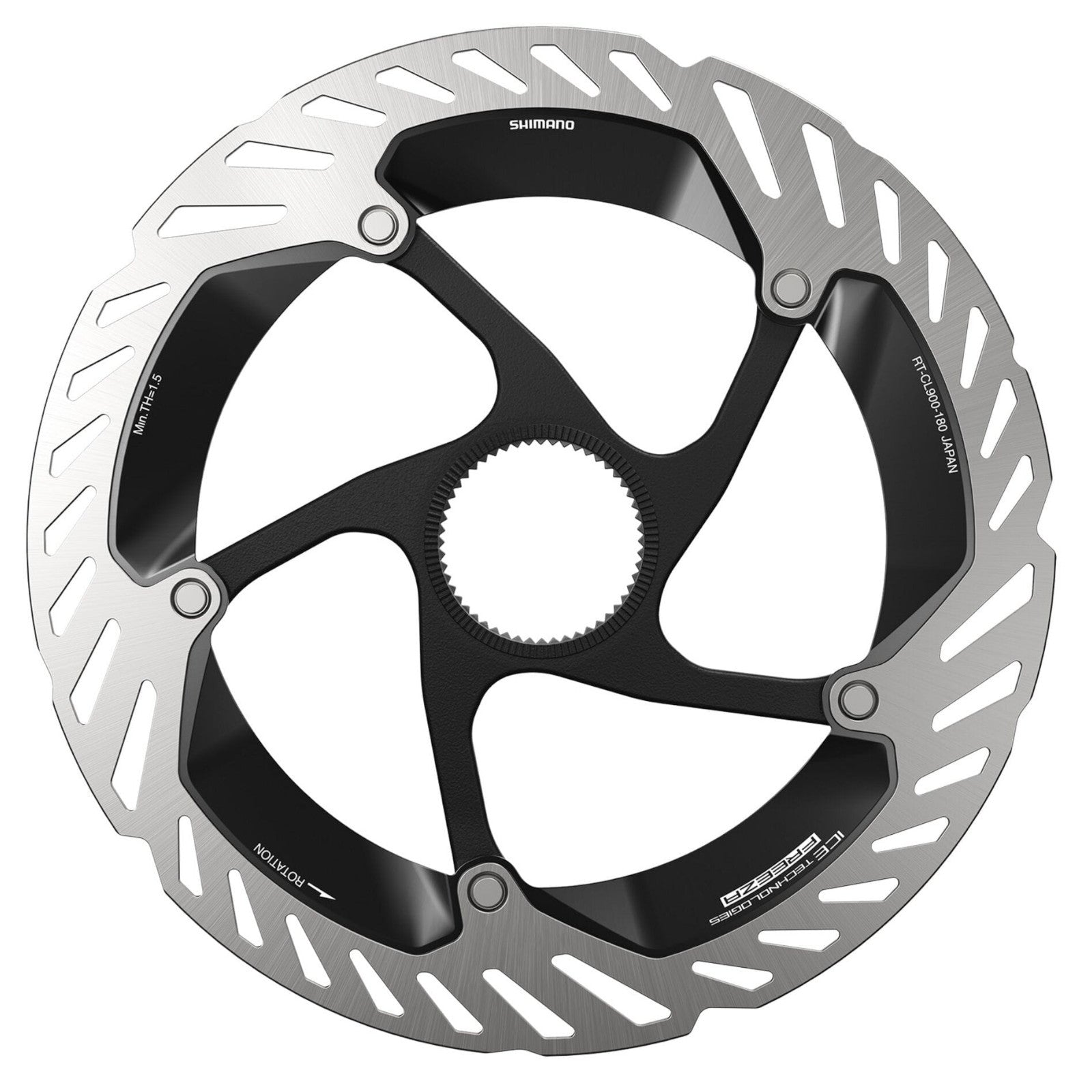 Shimano Ice Tech FREEZA rotor with external lockring, 180 mm Bike Disc Brake Rotor RT-CL900