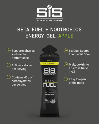 SIS BETA Fuel +Nootropics Energy Gel | Box of 30 x 60ml - Apple