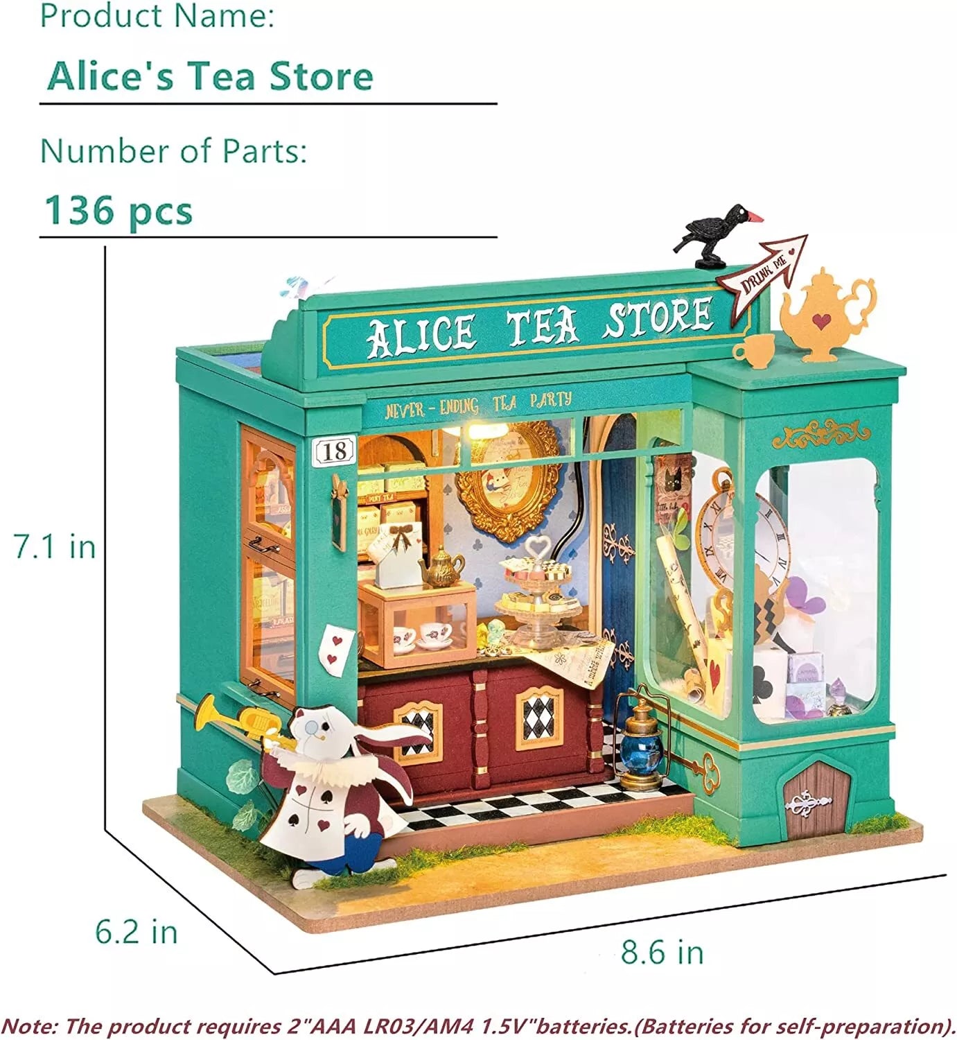 Rolife Alice’s Tea Store DIY Miniature House Kit 3D Puzzle DG156