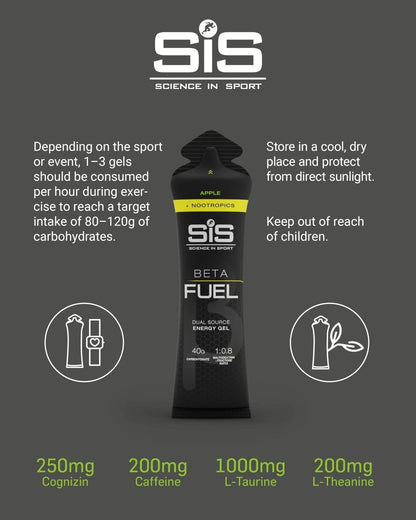 SIS BETA Fuel +Nootropics Energy Gel | Box of 30 x 60ml - Apple