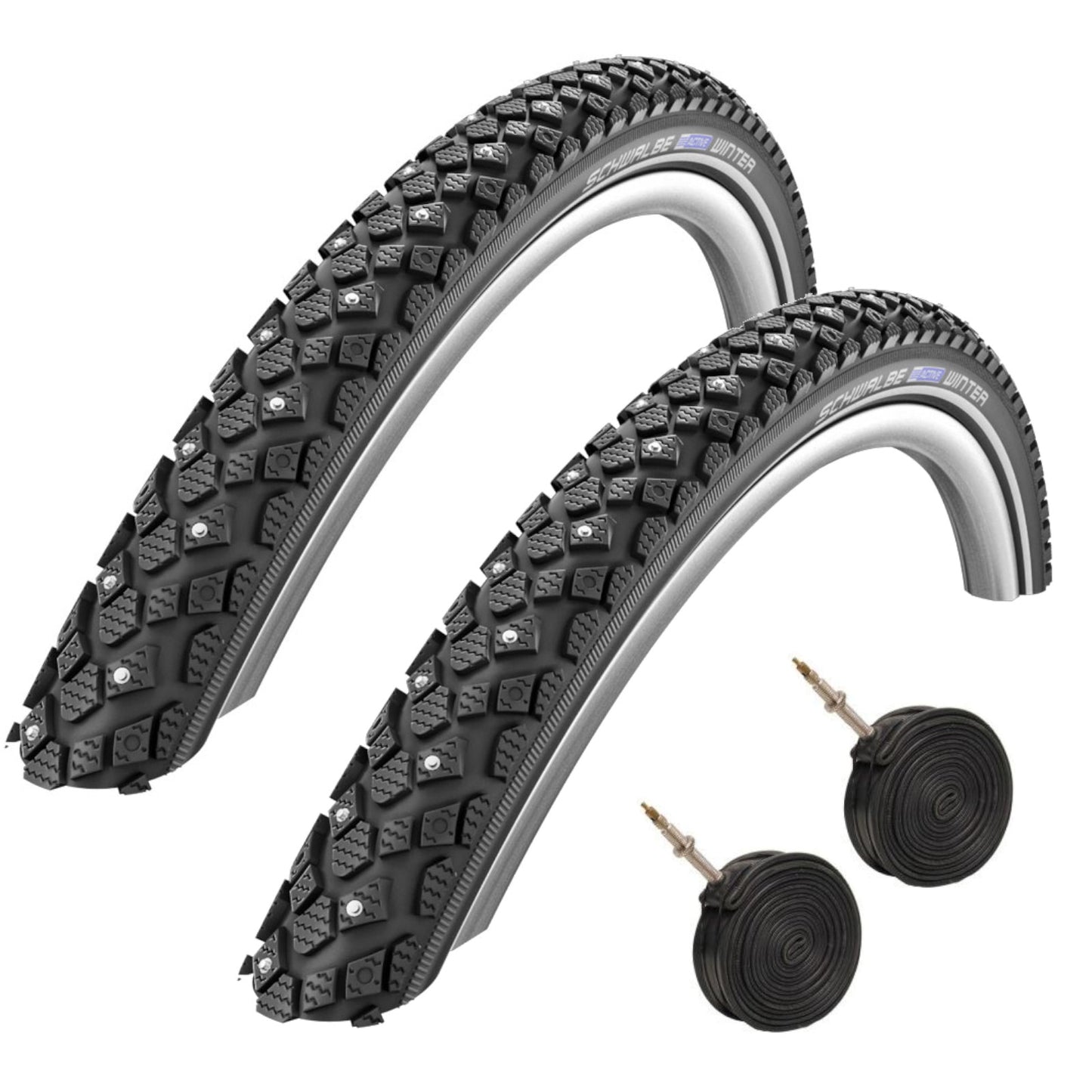 Schwalbe Winter K-Guard Active Line 27.5 x 2.00 Spike Pair 27.5 Inch Bike Tyre Pair of Tyres 2 Presta Tubes