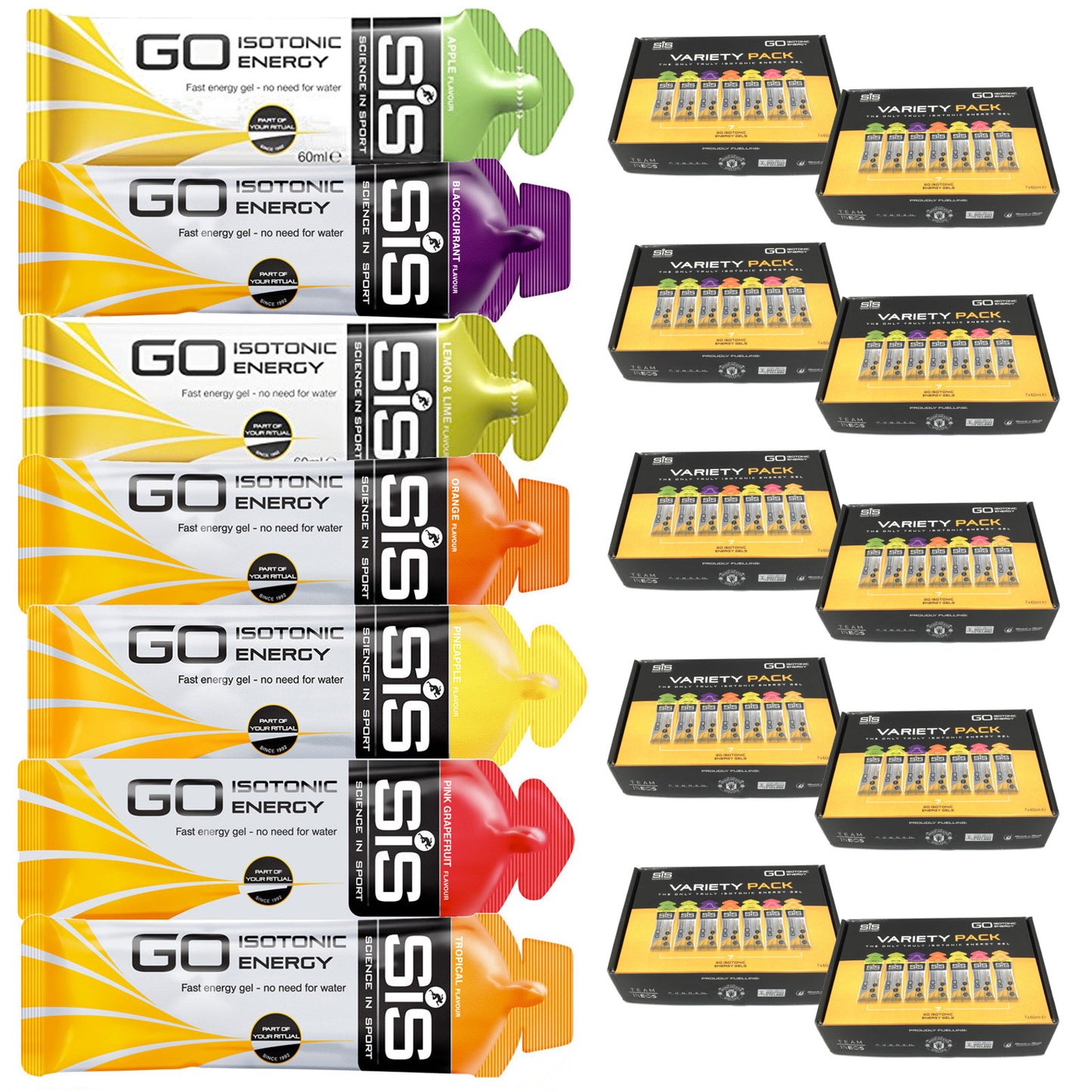 SIS Go Isotonic 60ml Energy Gels Mixed Flavour Pack of 7