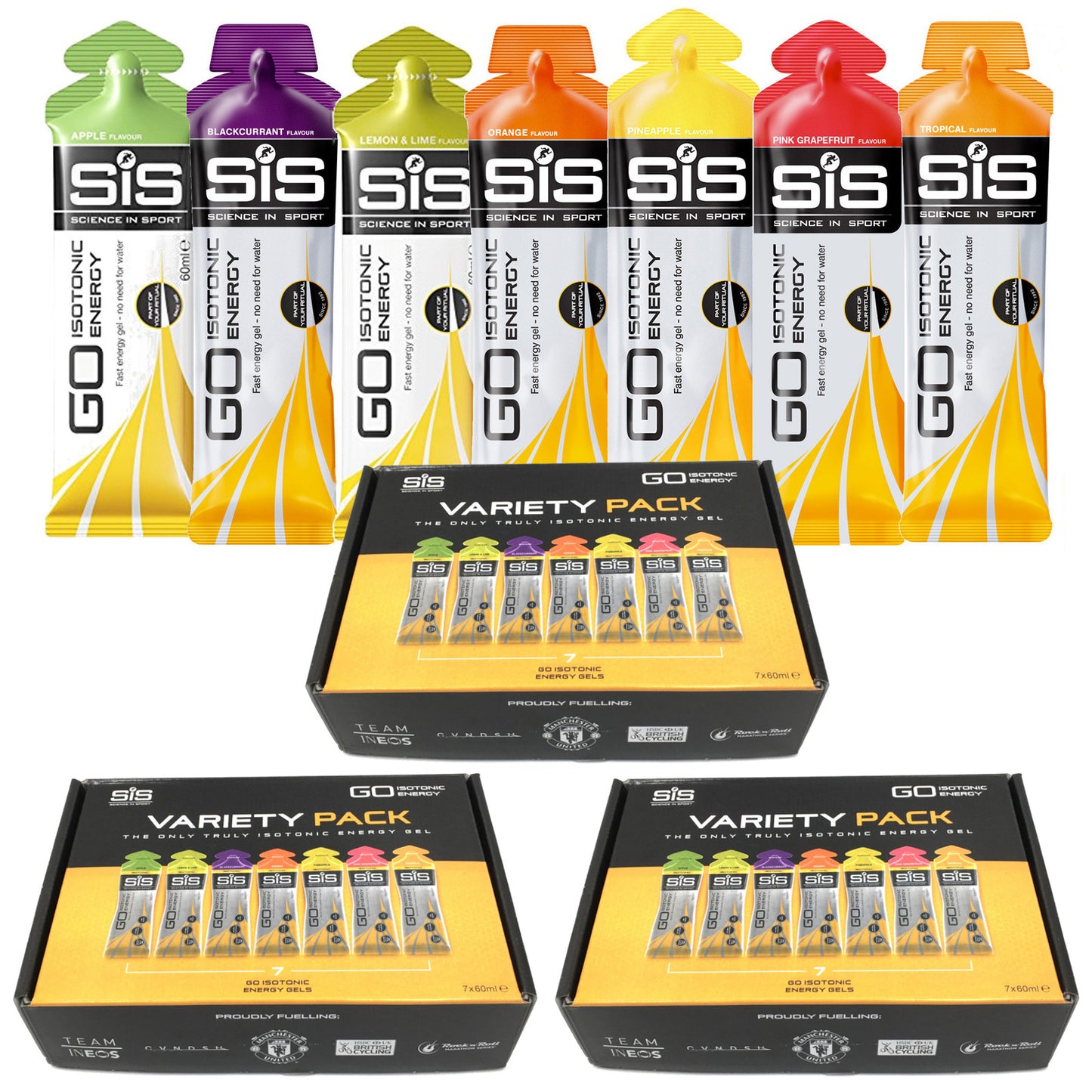 SIS Go Isotonic 60ml Energy Gels Mixed Flavour Pack of 7
