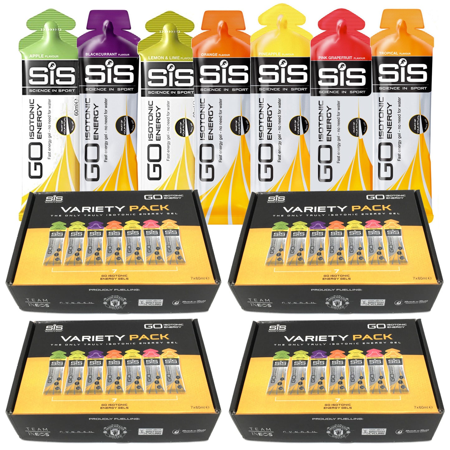 SIS Go Isotonic 60ml Energy Gels Mixed Flavour Pack of 7