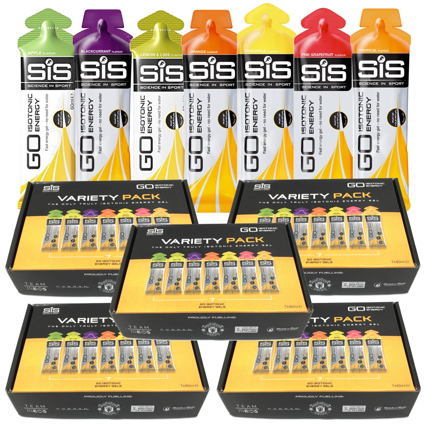 SIS Go Isotonic 60ml Energy Gels Mixed Flavour Pack of 7