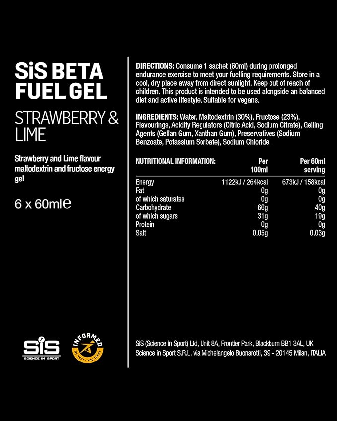 SIS BETA Fuel Energy Gel | Pack of 6 x 60ml - Various Flavours