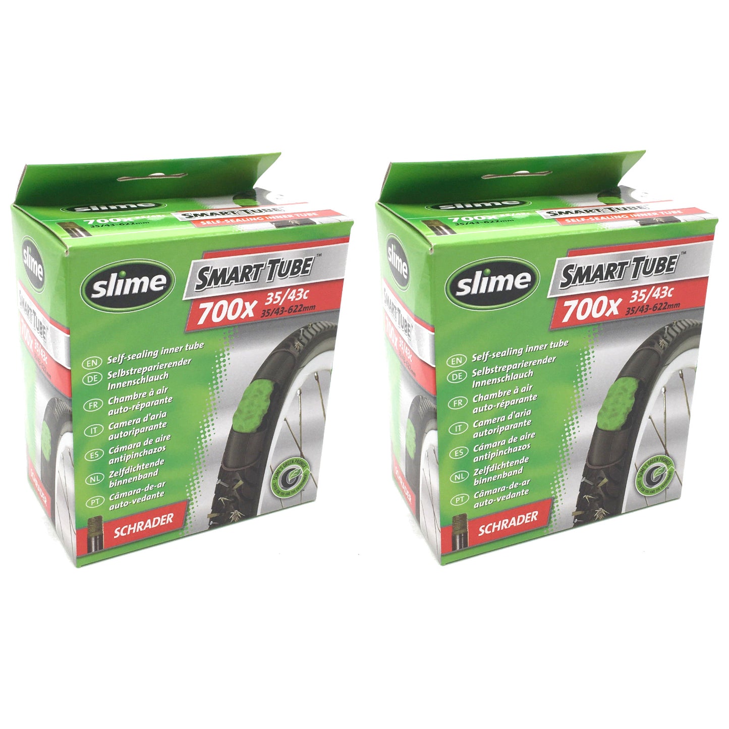 Slime 700x35-43c 700c Schrader Valve Bike Inner Tube Pack of 2