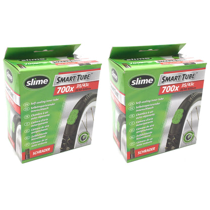 Slime 700x35-43c 700c Schrader Valve Bike Inner Tube Pack of 2