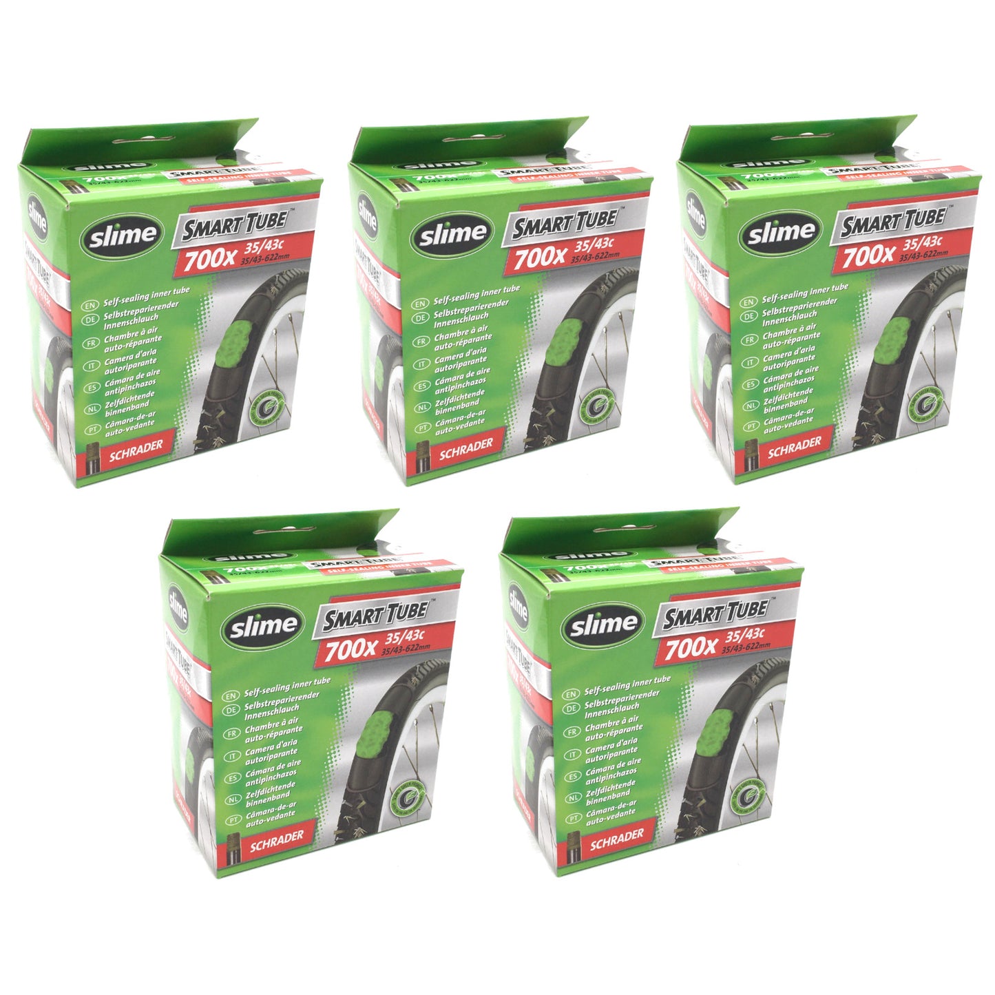 Slime 700x35-43c 700c Schrader Valve Bike Inner Tube Pack of 5