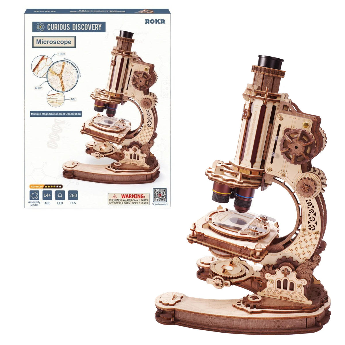 ROKR Microscope Mechanical Wooden 3D Puzzle ST005 3D Puzzle