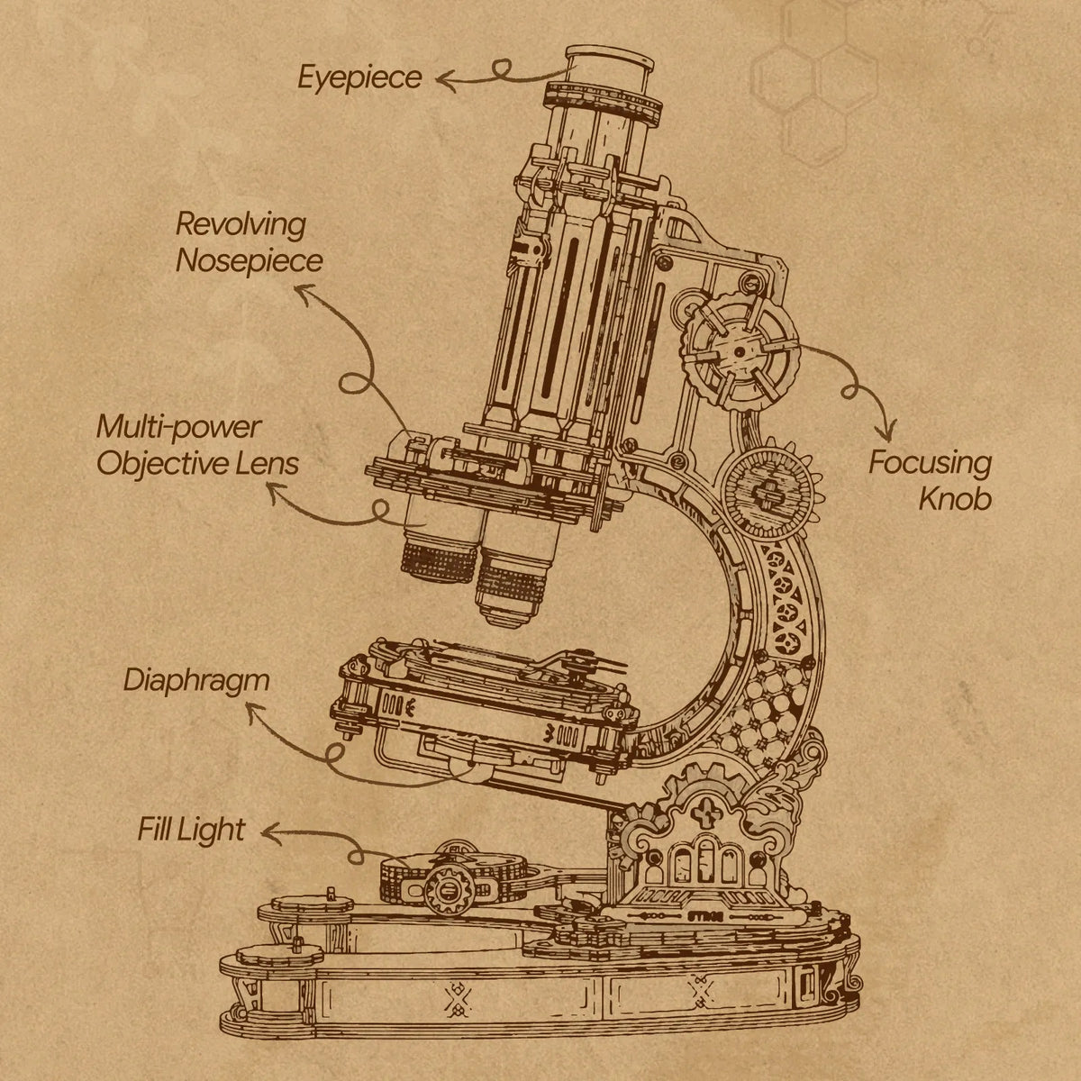 ROKR Microscope Mechanical Wooden 3D Puzzle ST005 3D Puzzle Alternate 7