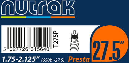 Nutrak Butyl 650B / 27.5 x 1.75 - 2.125 27.5 Inch Presta Valve Bike Inner Tube Alternate 1