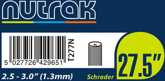 Nutrak 27.5x2.5-3.0" 27.5 Inch Schrader Valve Bike Inner Tube Schrader 27.5 x 2.5-3.0" (65/76-584)