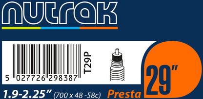 Nutrak Butyl Tube 29 x 1.9 - 2.2 29 Inch Presta Valve Bike Inner Tube Alternate 1