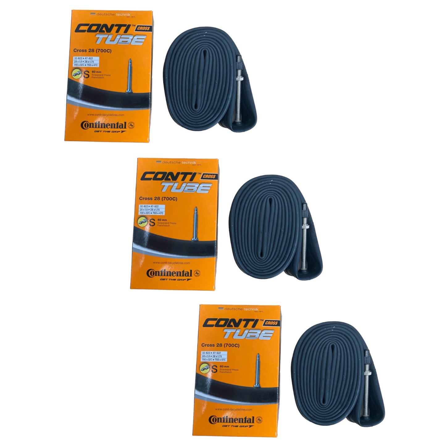 Continental 700x32-47c 60mm 700c Presta Valve Bike Inner Tube Pack of 3