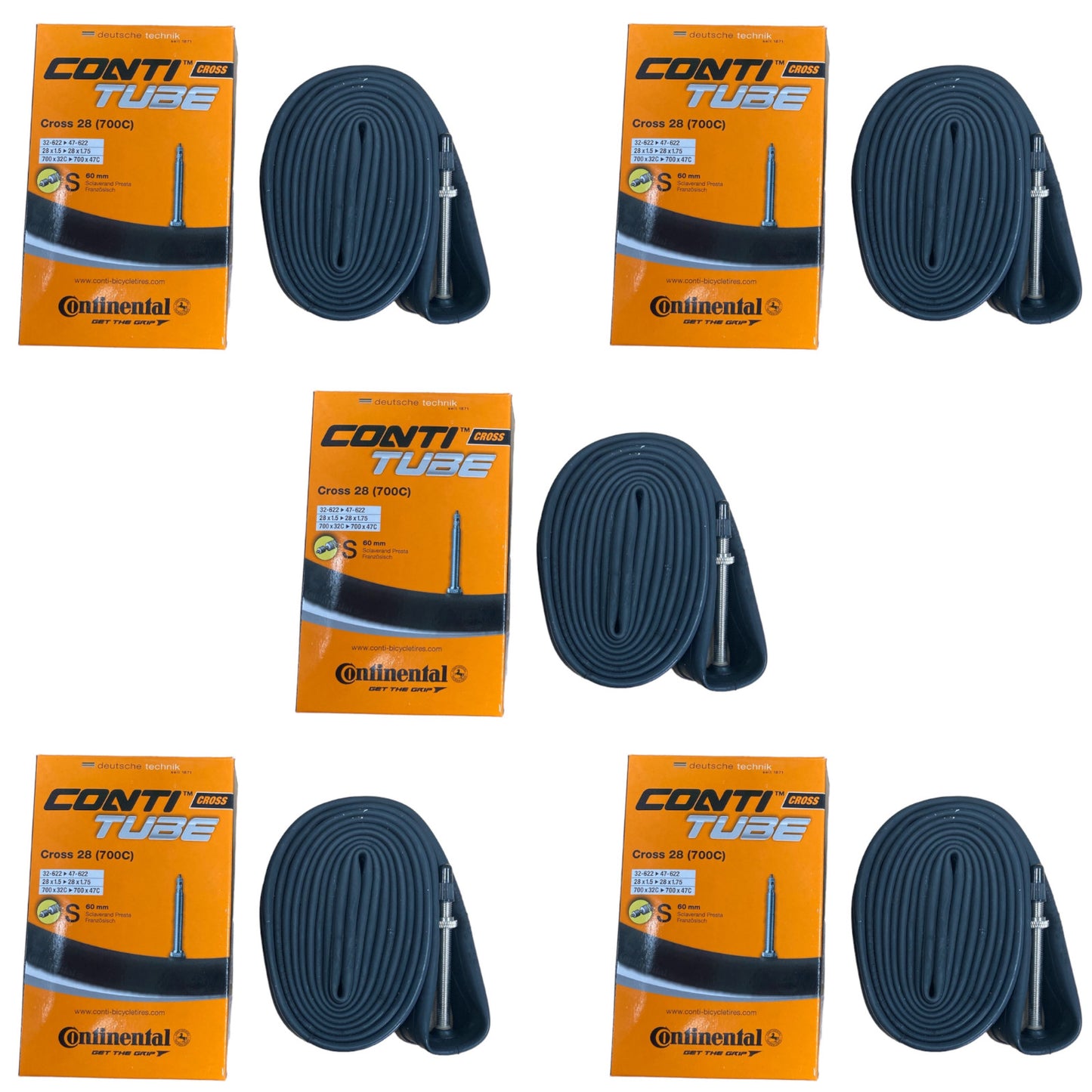 Continental 700x32-47c 60mm 700c Presta Valve Bike Inner Tube Pack of 5