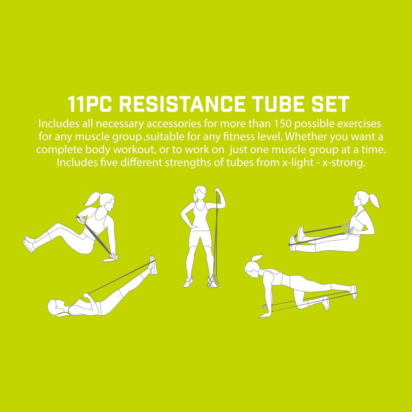 Urban Fitness 11 Piece Resistance Tube Set  Fitness Accessory Alternate 2