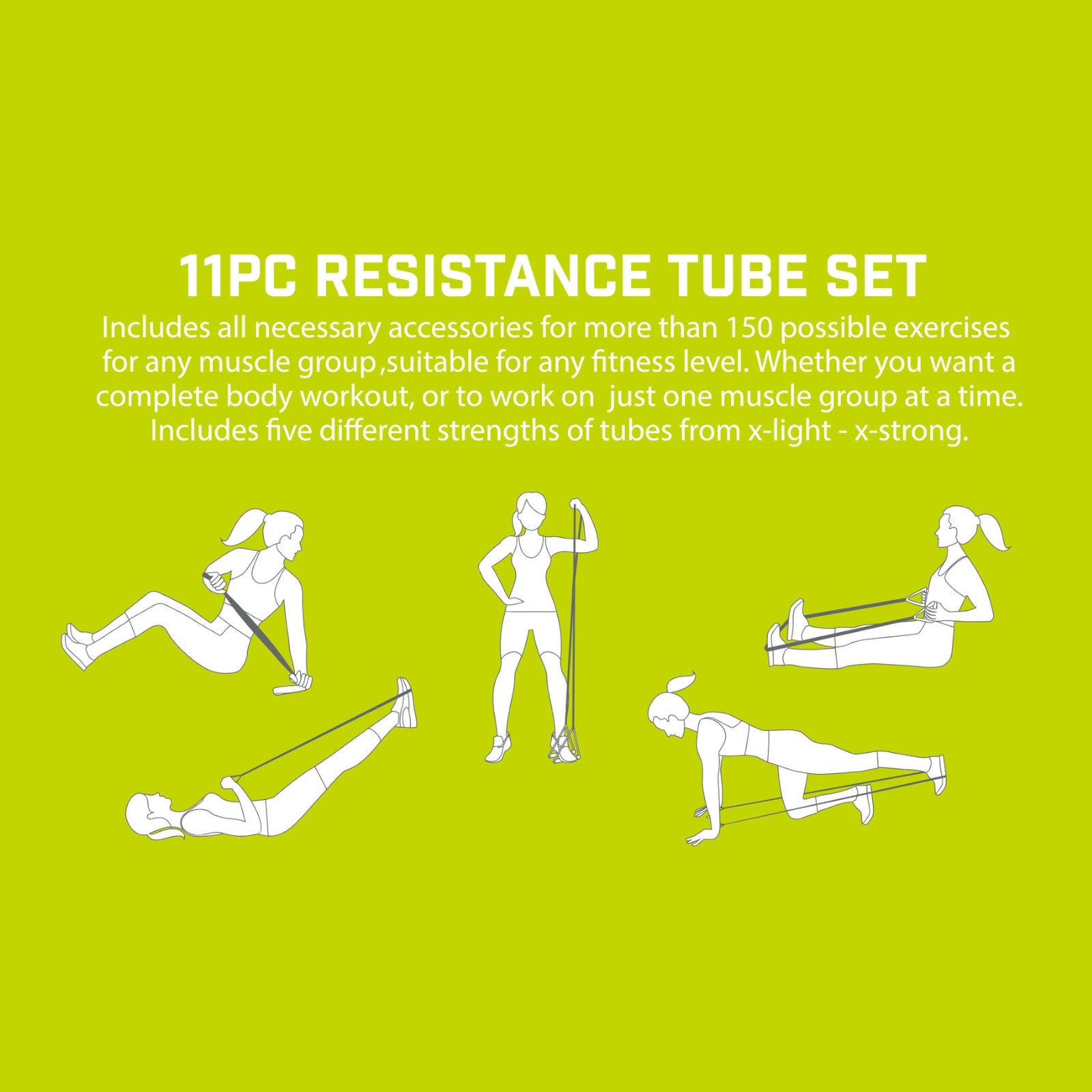 Urban Fitness 11 Piece Resistance Tube Set  Fitness Accessory Alternate 2