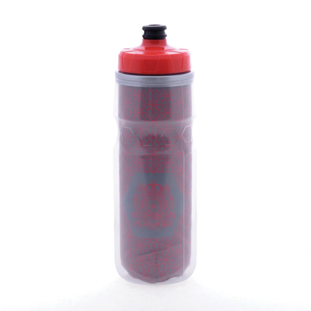 Passport Frostbright Silver/Red Bike Water Bottle