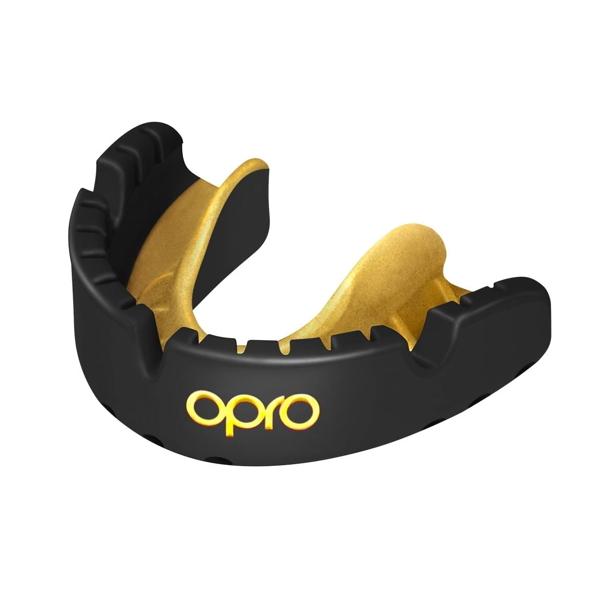 Men's Rugby Protective Mouthguard OPRO Self-Fit Gold Braces 2022 Black/Gold