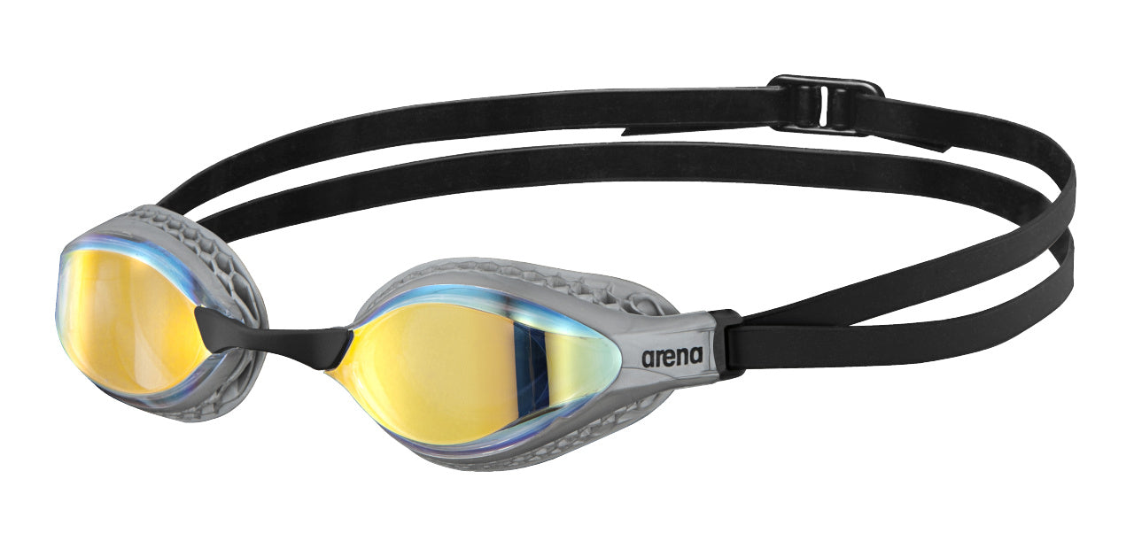 Arena Airspeed Mirror Racing Unisex 2023 Men's Swimming Goggles Yellow Copper/Silver