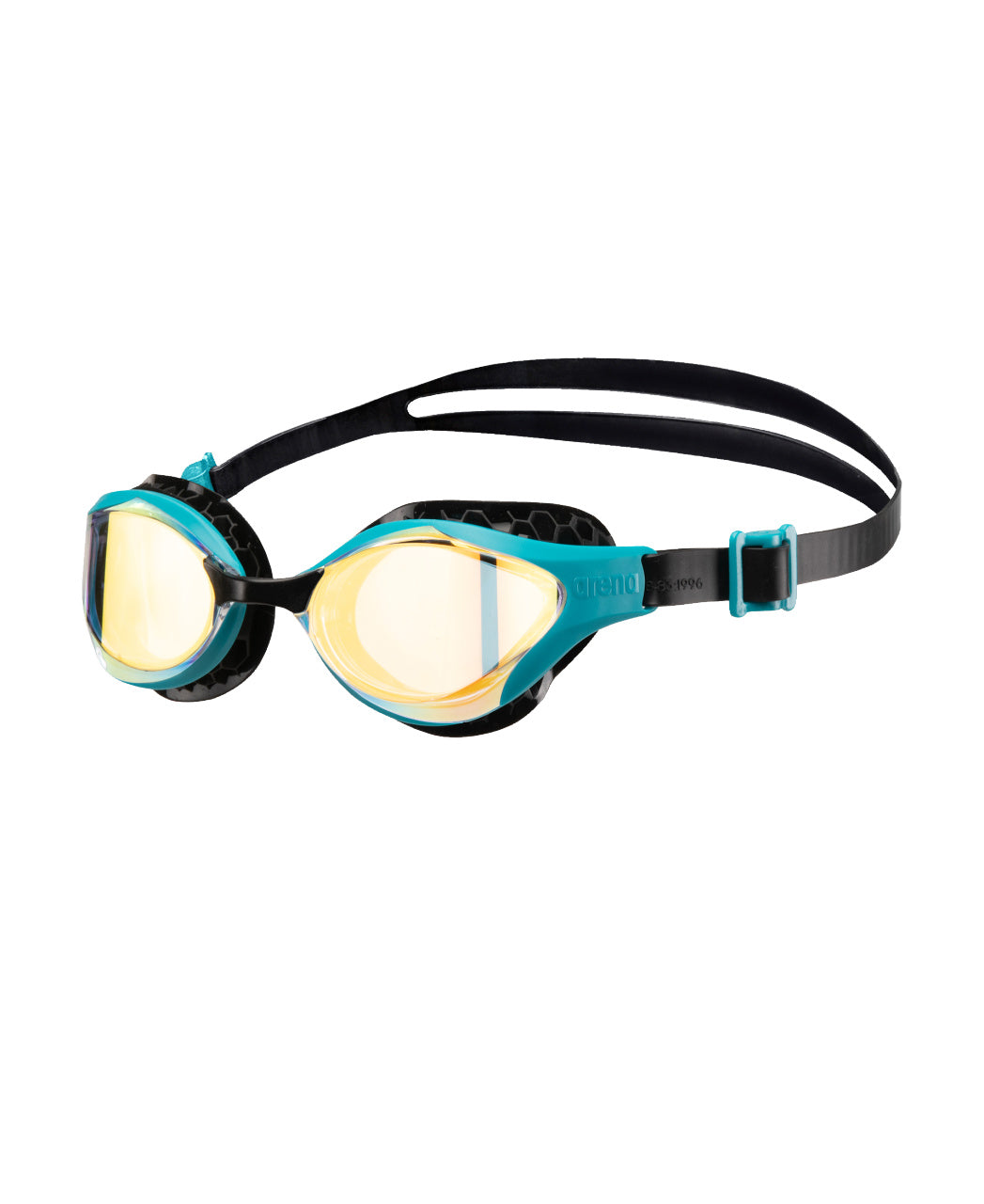Arena Air Bold Swipe Mirror Unisex Men's Swimming Goggles Yellow Copper/Green Lake Alternate 1
