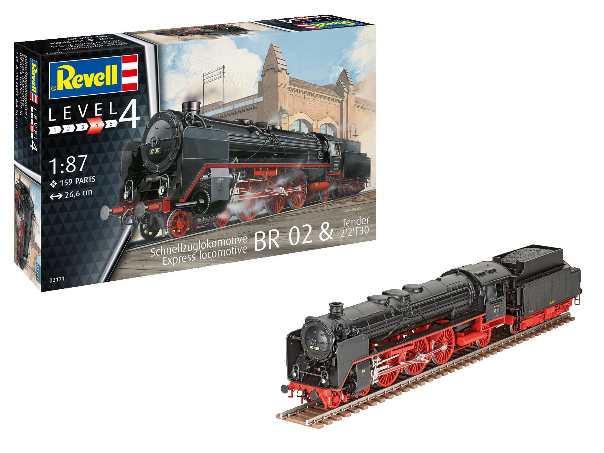 Train Model Kit Revell Express locomotive BR 02 & Tender 2'2'T30 1:87