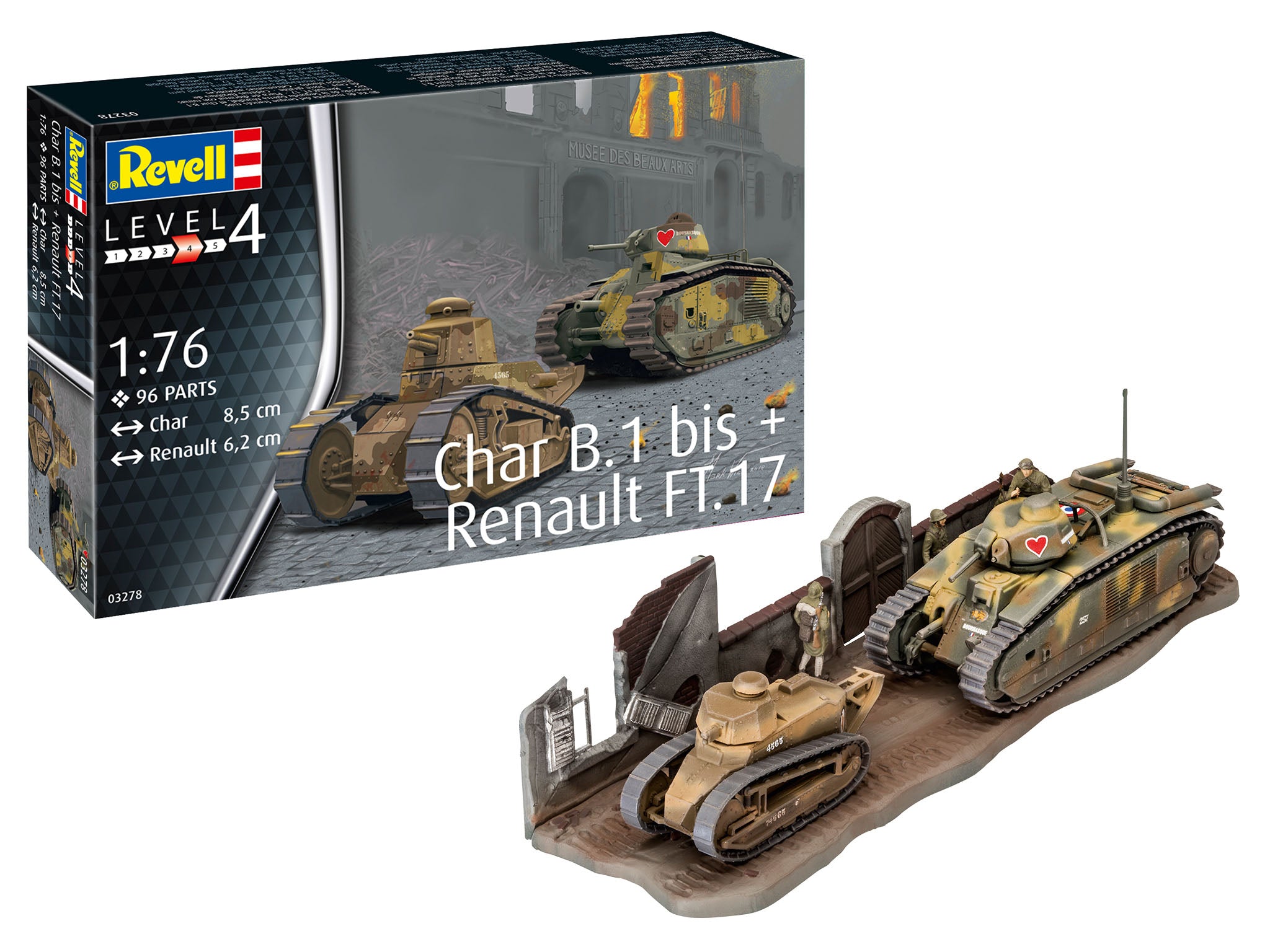 Tank Model Kit Revell Char B.1 bis & Renault FT.17 1:76