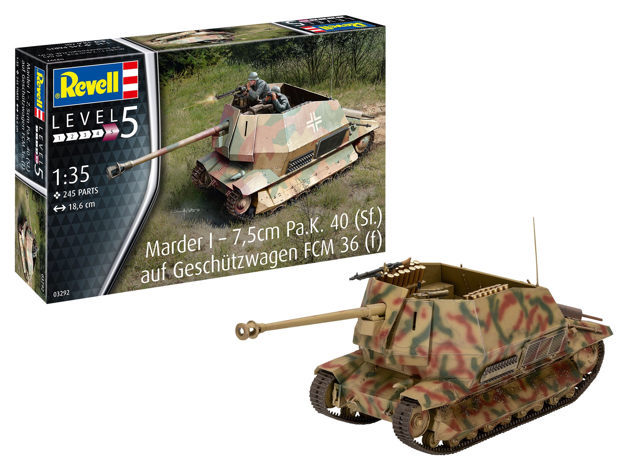 Tank Model Kit Revell Marder I on FCM 36 base 1:35