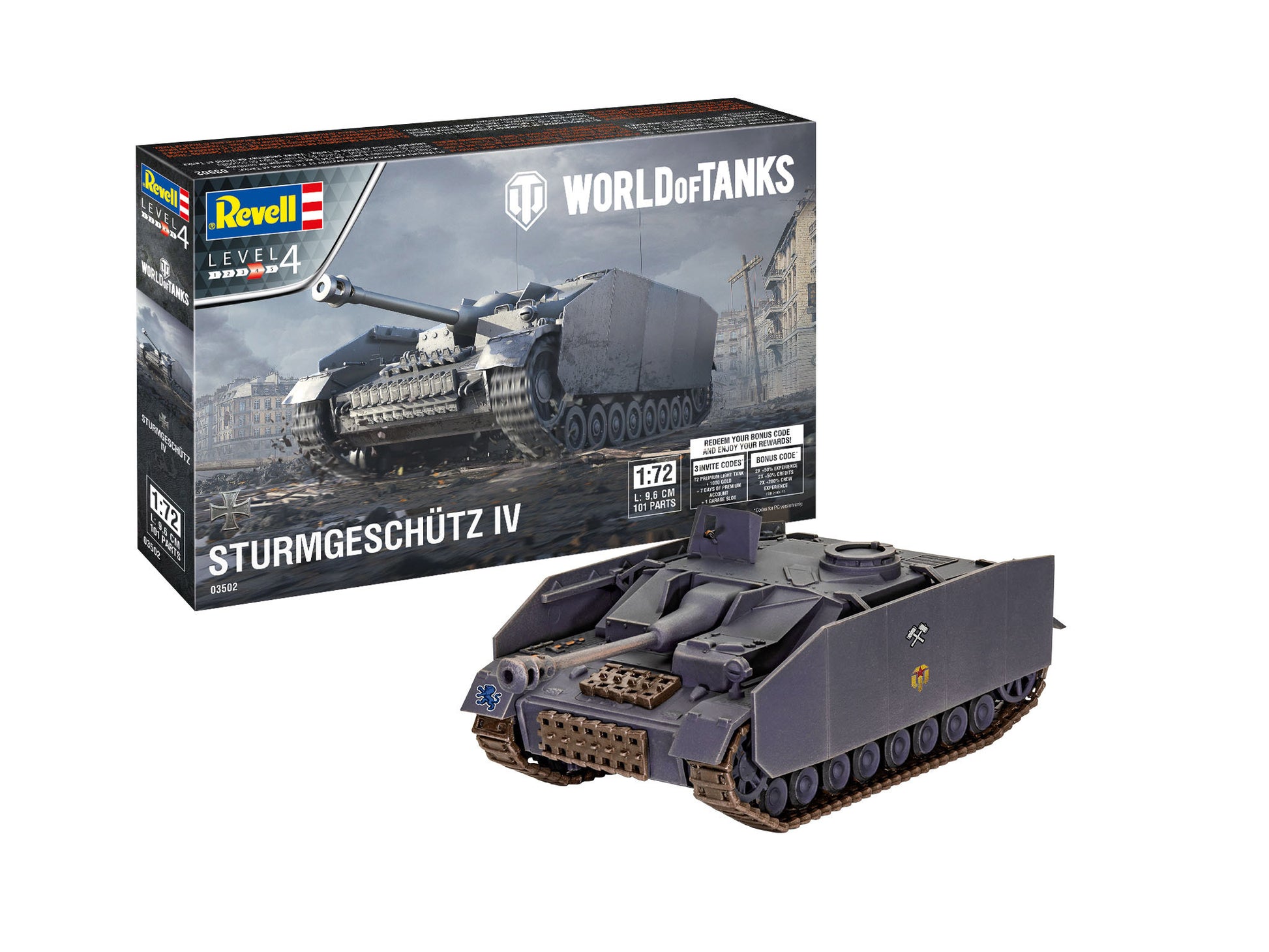 Tank Model Kit Revell Sturmgeschütz IV World of Tanks 1:72